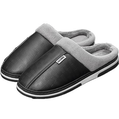 China Fashion Trend New Arrival Winter Men's House PU Leather Slippers for sale