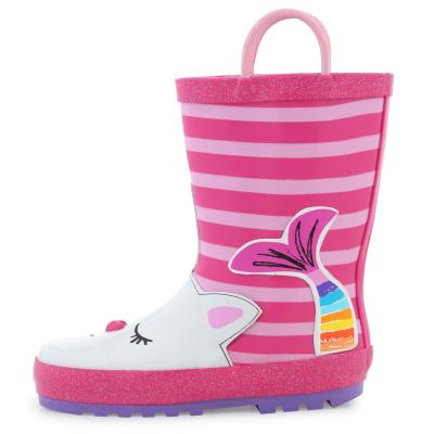 China Trend 100% Unicorn Cute Kids Rubber Rainboots Children Unisex Boy Girls Fashion Toddler for sale