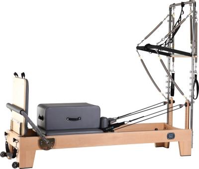 China Good Quality Classic Commercial Use Studio Wooden Reformer With Half Tower Pilates Equipment Fitness Yoga Studio 228.5*68.5*39cm for sale