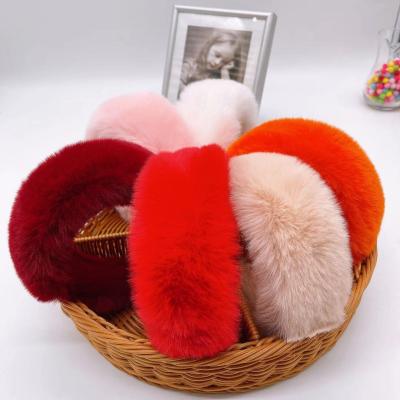 China Wholesale Korean Wide Headband Soft Plush Rabbit Fur Winter Accessories Women Makeup Hair Designer Fashion Hairy Headbands for sale