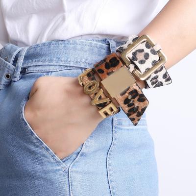 China Fashion Charm Vintage Boho Trendy Magnetic Adjustable Leopard Designer Wrap Bracelet Leather Bracelet for Women Ladies Jewelry for sale