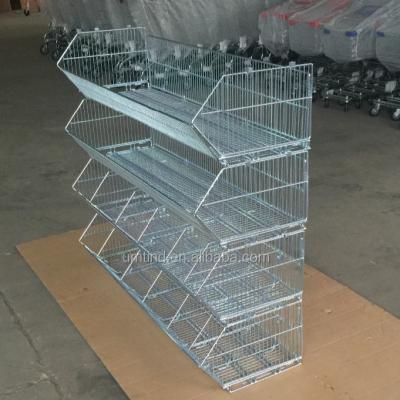 China Sustainable Wholesale Folding Wire Storage Basket Stacking Cage for sale