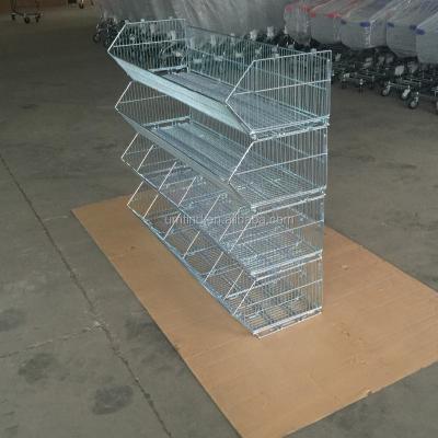 China 4 Tier Supermarket Retail Store Wire Display Stable Promotional Stacking Basket for sale