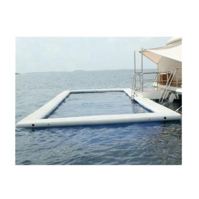 China 0.9mm PVC trapaulin floating inflatable pool for YACHT water sea pool for houseboat/custom inflatable sea pool with net for sale