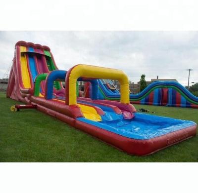 China Giant Inflatable Inflatable Slide N Slide Inflatable Beach Water Slide With Pool for sale