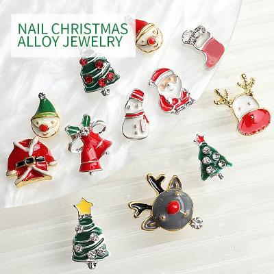 China Christmas Grandpa Xmas Snowman Christmas Tree Beauty Alloy Nail Decoration Finger Nail Bangs Nail Art Sticker Decal Accessories Gift Box Shape for sale