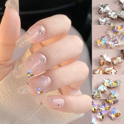 China Nail Art Decoration Nail Jewelry Wholesale Crystal Pointed Butterfly Diamond Butterfly Nail Form 3D DIY Nail Decoration Accessories for sale