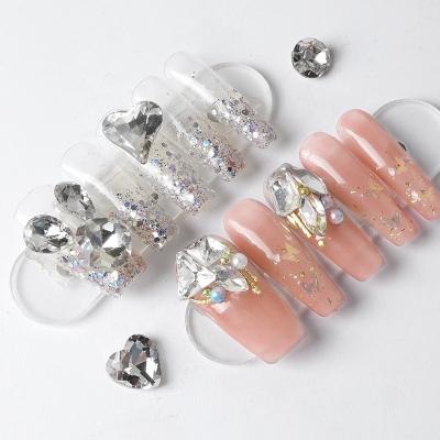 China Wholesale Finger Nail Decal Accessories Nail Decoration Charm Different Shape Crystal Nail Accessories Flat Bottom Drill for sale