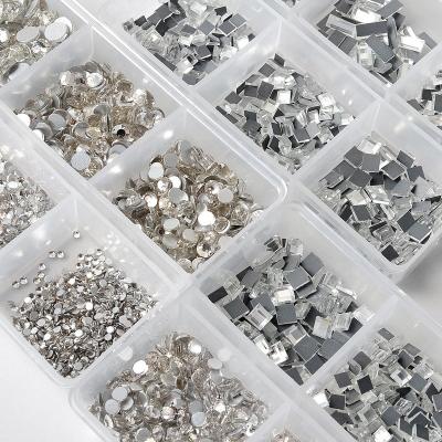 China Nail Art Designs High Quality Customized Product Mixed Diamond Six Boxes Flat Bottom Loose Nail Art Rhinestone In Stock Drill for sale