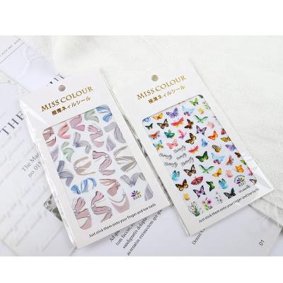 China TZ 20-32 Ultrathin Butterfly Style Nail Stickers Popular New Product Self Adhesive Colorful Decals Tips Lovely Decoration Ready To Ship for sale