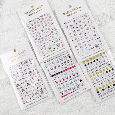 China Fashion Cute Funny Smiley Face Expression Style Manicure Decals Nail Transparent Charm Decoration Sticker Number TZ11-19 Color Yellow for sale