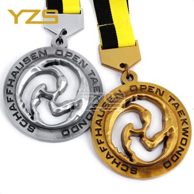 China Custom Europe Sport Medal With Ribbon Sport Karate Taekwondo Metal Medal Plating 3D Gold Medal for sale