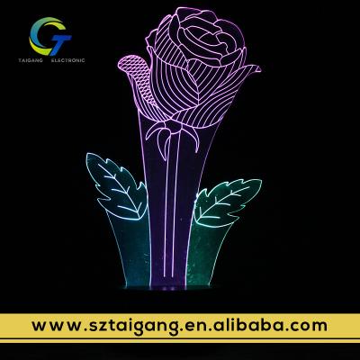 China 3D Illusion Room Led Night Light Rainbow Color Rose Table Lamp For Sleep for sale