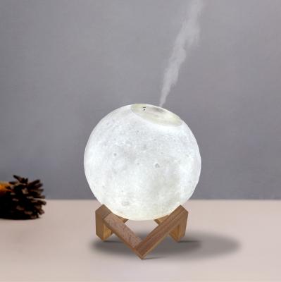 China Indoor Bedroom Decoration Touch Sensor 880ml 15cm Moon Lamp With Humidifier LED Night Light for sale