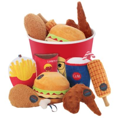 China Sustainable Wholesale Custom Available Fast Food Chew Multiple Choice Plush Squeaky Dog Toy for sale