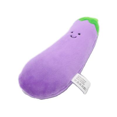 China Viable Custom Logo Fruit And Vegetable Plush Eggplant Squeaker Dog Toy For Training Hard Bite for sale