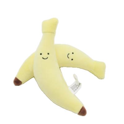 China Viable Realistic Soft Plush Fruit Banana Dog Chew Toy Squeaky Pet With Sound for sale