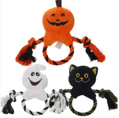 China Viable Pumpkin Ghost Black Cat Halloween Hemp Rope Dog Toys for sale