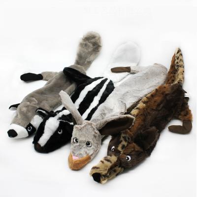 China Wolf Raccoon Rabbit Skin Stuffles Viable Dog Squirrel Toy No Stuffing Plush Chew Squeaky Toy for sale