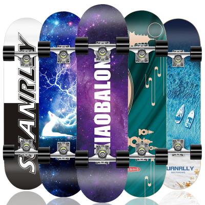 China Wholesale Youth Double Kick Skateboard 7ply Complete Maple With 60*45mm PU LED Light Wheels Instant Skate Board For Beginners for sale