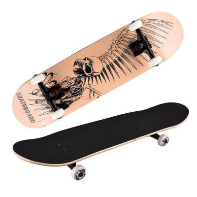 China OEM Wholesale Northeast Wood Logo Youth Custom Maple 7ply Complete Skateboard With 52*32mm PU Wheels Double Kick Skateboard for sale