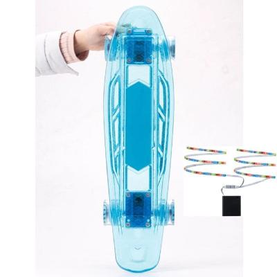 China Youth Full Light Up Skateboard 22 Inch Complete Plasctic Mini Cruiser Skateboard For Kids Teens Adults With LED Light Wheel for sale