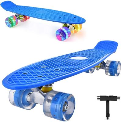 China 22 Inch Skateboards Complete Plastic Board Mini Skateboard Cruiser For Beginners Or Professional With High Bounce PU Wheels for sale