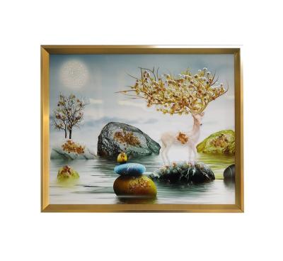 China Professional Manufacture Cheap Texture Gem Painting Of Deer Forest Gemstone Painting for sale