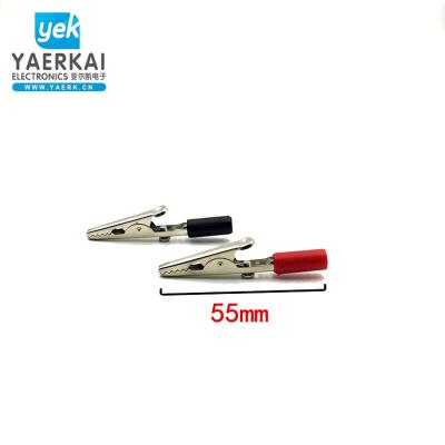 China Nickel Plated Electricity Alligator Clamp Battery Clip With Plastic Truss for sale