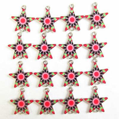 China 20Pcs Fashion Cute Free Shipping Star Alloy Red And Black Enamel Holiday Pendant Jewelry Making Ornament DIY Accessories for sale