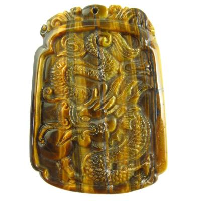 China Angel Free Shipping High Quality cut out DIY Yellow Tiger Iron Gem Dragon Necklace Pendant Jewelry For for sale