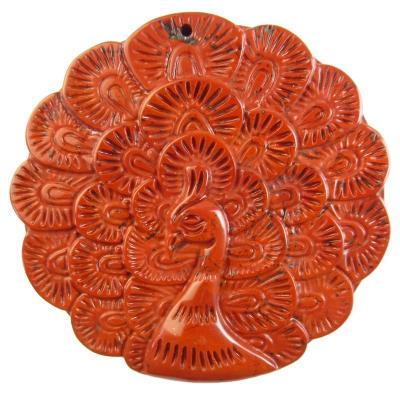 China Angel Free Shipping High Quality cut out Jasper Peacock Round For DIY Red Necklace Pendant Jewelry for sale