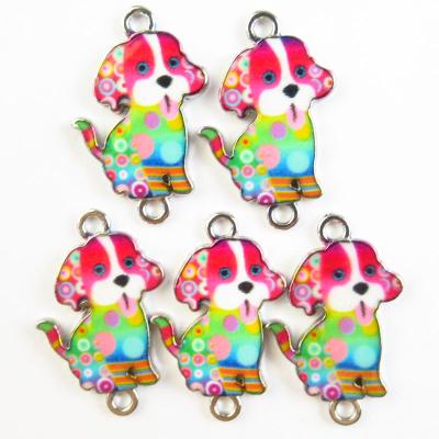 China 20Pcs Free Shipping Cute Rainbow Enamel Alloy Dog Animal Pendant For Bracelet Necklace DIY Charm Jewelry Accessories for sale