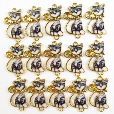 China Free Shipping 20Pcs Cute Black Enamel Animal Alloy Cat Pendant For Bracelet Necklace DIY Charm Jewelry Accessories for sale