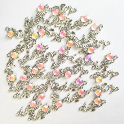 China Free Shipping CLASSIC 20Pcs Seahorse Rose Crystal Rhinestones Charm Silver Alloy Charm For Bracelet DIY Jewelry Making for sale