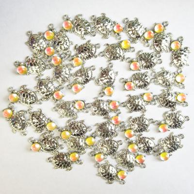 China Free Shipping CLASSIC Yellow Crystal Rhinestones Charm Silver Alloy Turtle/Sea Turtle 20Pcs Charm For Bracelet DIY Jewelry Making for sale