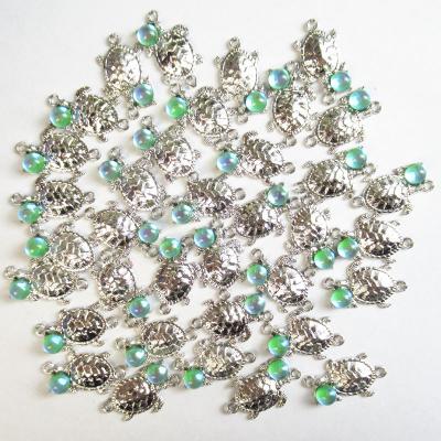 China Free Shipping CLASSIC Crystal Rhinestones Charm Silver Alloy Green Turtle/Sea Turtle 20Pcs Charm For Bracelet DIY Jewelry Making for sale