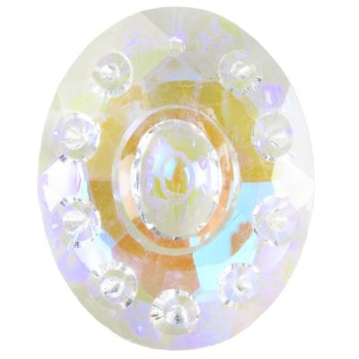 China Custom Faceted White Rainbow Crystal Oval Metal Crafts Plated Crystal Glass Wedding Decor Angel Pendant Free Shipping Hot Sale ab for sale