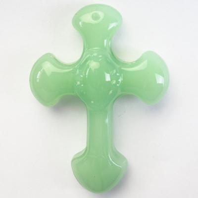 China CLASSIC Free Shipping Jewelry Personalized New Light Green Crystal Religious Jade Cross Pendant Charms Jewelry 52x37x10mm for sale