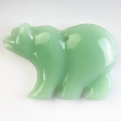 China CLASSIC Free Shipping Wholesale Jewelry Customized New Crystal Light Green Jade Bear Pendant Charms Animal Jewelry 52x34x7mm for sale