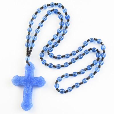 China Free Shipping High End Jewelry CLASSIC Jade Cross Pendent Necklace Unisex Blue Jade Crystal Jewelry Beaded Necklace Wholesale for sale