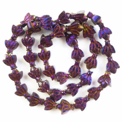 China Purple Plated Hematite Beads Free Shipping Natural Stone Beads Purple Bee Shape Loose Hematite Beads For Jewelry Making DIY Bracelet Tube Spacer Beads for sale