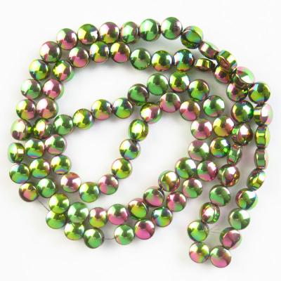 China Pink Green Plated Hematite Beads Free Shipping Wholesale Natural Stone Beads Pink Green Round Shape Loose Hematite Beads For Jewelry Making DIY Bracelet Tube Spacer Beads for sale