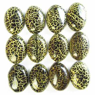 China Fire Angel 12Pcs 18x13mm Flat Bottom Jade For Making Ring Necklace Natural Yellow Black Oval Shape Cabochon Stones Agate for sale