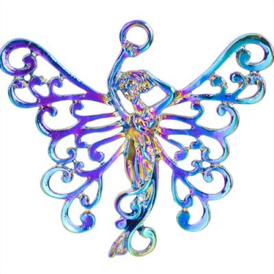 China 6Piece Cute Rainbow 6Piece Colorful Alloy Angel Butterfly Shape Custom DIY Fashion Necklace Set Main Chain Pendant Charm for sale