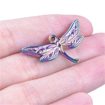 China 12Piece Rainbow Dragonfly Shape Cute Free Shipping Colorful Custom DIY Alloy Key Chain Fashion Necklace Set Pendant Charm for sale