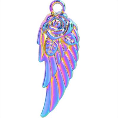 China 12Piece Cute Rainbow 12Piece Colorful Alloy Angel Wing Flower Shape Custom DIY Fashion Necklace Set Head Chain Pendant Charm for sale