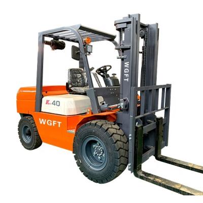 China Hotels WGFT 4 Ton 4 Wheel Electric Forklift 4 Wheel Electric Forklift With 4500mm Triple Mast And Side Clutch for sale