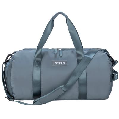 China Nylon Sport Gym Bag With Shoes Compartment Fleece Travel Bag With Pocket Wet Bag for sale