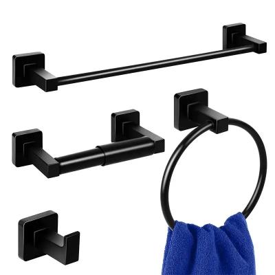 China Wall Mounted Type Bathroom Accessories Black Towel Rack 4 - Piece Set for sale